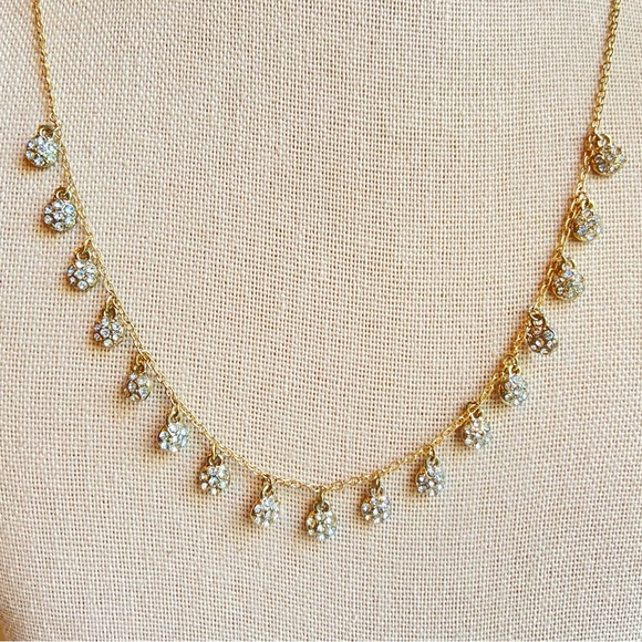 LOFT Jewelry - Loft Outlet dainty necklace in goldtone with tiny rhinestone pave dangling discs